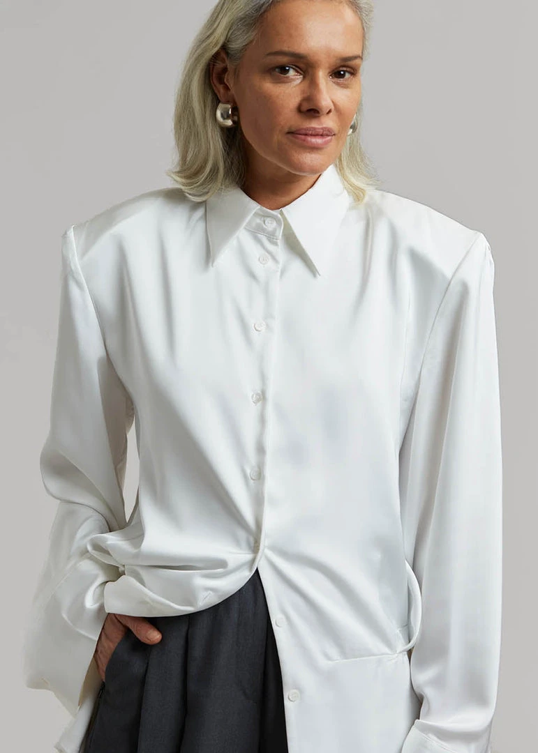 The Frankie Shop Rives Shirt Dress - Optic White CLOTHING 6 The Frankie Shop Rives Shirt Dress - Optic White CLOTHING