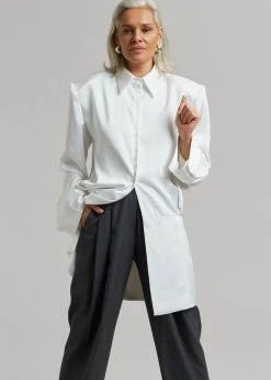 The Frankie Shop Rives Shirt Dress - Optic White CLOTHING 12 The Frankie Shop Rives Shirt Dress - Optic White CLOTHING