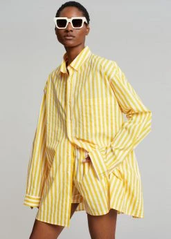 The Frankie Shop Riviera Boxer Shorts - Yellow Stripe CLOTHING 15 The Frankie Shop Riviera Boxer Shorts - Yellow Stripe CLOTHING