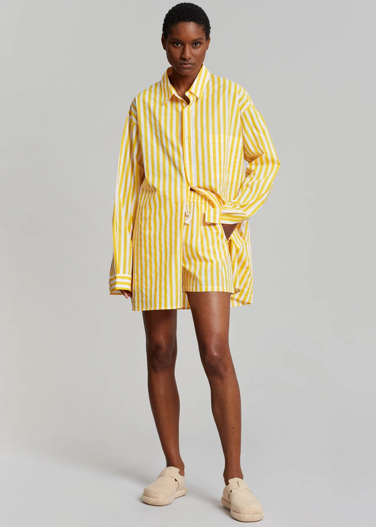The Frankie Shop Riviera Boxer Shorts - Yellow Stripe CLOTHING 5 The Frankie Shop Riviera Boxer Shorts - Yellow Stripe CLOTHING