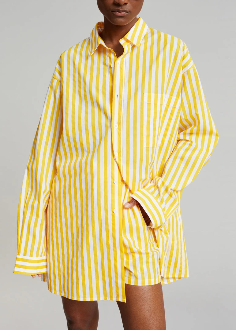 The Frankie Shop Riviera Oversized Shirt - Yellow Stripe CLOTHING 4 The Frankie Shop Riviera Oversized Shirt - Yellow Stripe CLOTHING