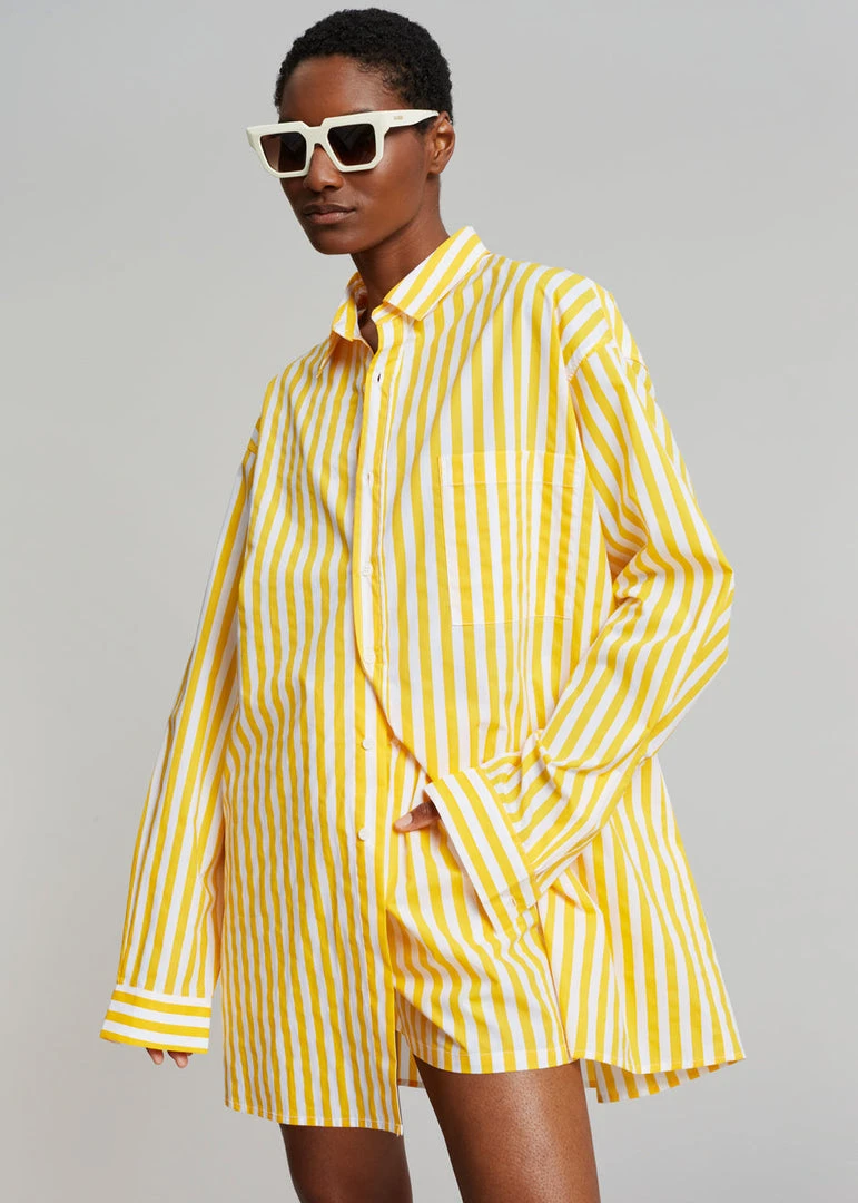 The Frankie Shop Riviera Oversized Shirt - Yellow Stripe CLOTHING 9 The Frankie Shop Riviera Oversized Shirt - Yellow Stripe CLOTHING
