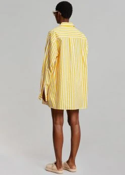 The Frankie Shop Riviera Oversized Shirt - Yellow Stripe CLOTHING 22 The Frankie Shop Riviera Oversized Shirt - Yellow Stripe CLOTHING