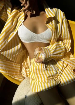 The Frankie Shop Riviera Oversized Shirt - Yellow Stripe CLOTHING 14 The Frankie Shop Riviera Oversized Shirt - Yellow Stripe CLOTHING