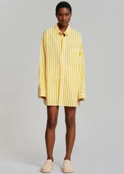 The Frankie Shop Riviera Oversized Shirt - Yellow Stripe CLOTHING 17 The Frankie Shop Riviera Oversized Shirt - Yellow Stripe CLOTHING