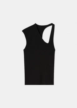 Róhe Liz Asymmetric Tank Top - Noir CLOTHING