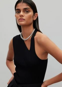 Róhe Liz Asymmetric Tank Top - Noir CLOTHING