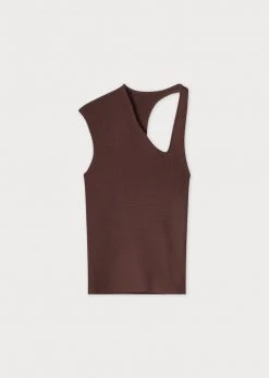 Róhe Liz Asymmetric Tank Top - Pure Chocolate