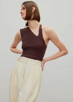 Róhe Liz Asymmetric Tank Top - Pure Chocolate