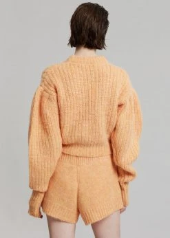 CLOTHING ROTATE Adley Logo Knit Jumper - Orange Pop