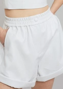 CLOTHING ROTATE Belina Faux Leather Shorts - Bright White