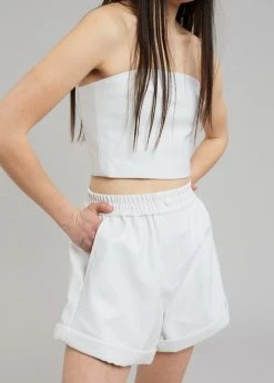 CLOTHING ROTATE Belina Faux Leather Shorts - Bright White