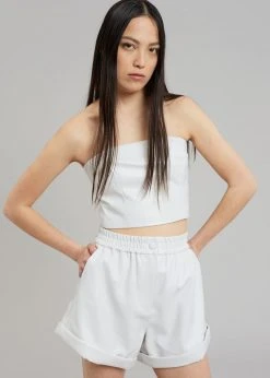 CLOTHING ROTATE Belina Faux Leather Shorts - Bright White