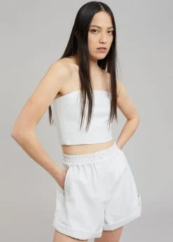 CLOTHING ROTATE Belina Faux Leather Shorts - Bright White