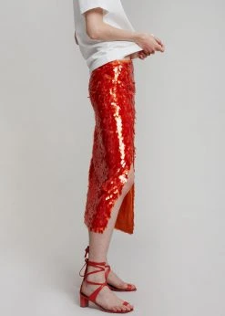 ROTATE Caitlin Skirt - Mandarin Red