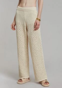 CLOTHING ROTATE Calla Knit Pants - White Asparagus