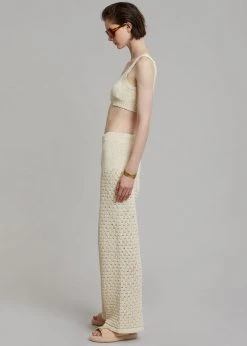 CLOTHING ROTATE Calla Knit Pants - White Asparagus