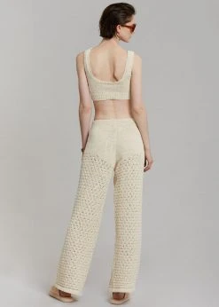 CLOTHING ROTATE Calla Knit Pants - White Asparagus