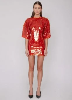 ROTATE Jasy Dress - Mandarin Red