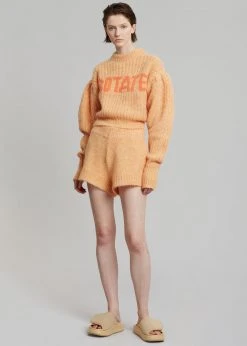The Frankie Shop ROTATE Susanna Knit Shorts - Orange Pop CLOTHING