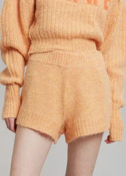 The Frankie Shop ROTATE Susanna Knit Shorts - Orange Pop CLOTHING