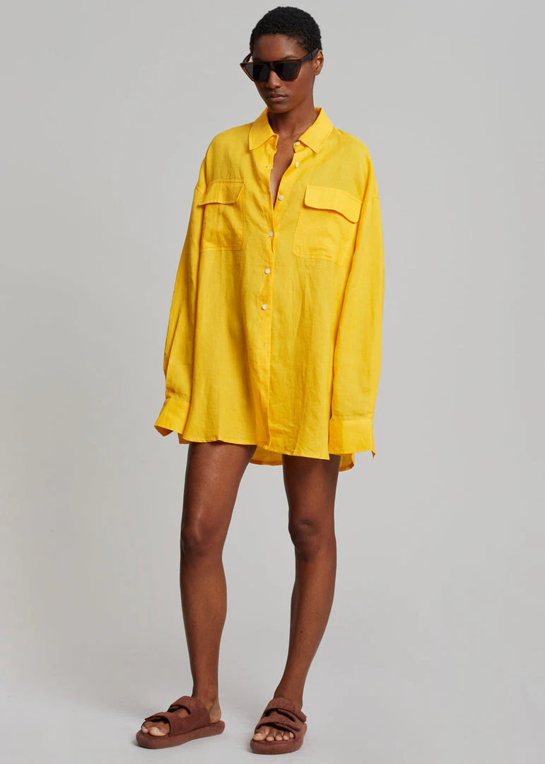 The Frankie Shop CLOTHING Sam Shirt - Gold Yellow 2 The Frankie Shop CLOTHING Sam Shirt - Gold Yellow