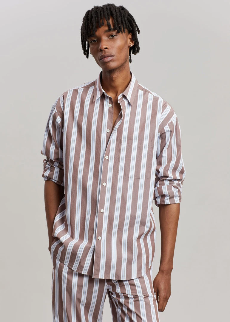 Samsoe Men Samsøe & Samsøe Marley Shirt - Brown Stripe 15 Samsoe Men Samsøe & Samsøe Marley Shirt - Brown Stripe