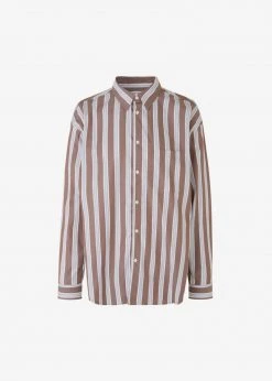 Samsoe Men Samsøe & Samsøe Marley Shirt - Brown Stripe 33 Samsoe Men Samsøe & Samsøe Marley Shirt - Brown Stripe