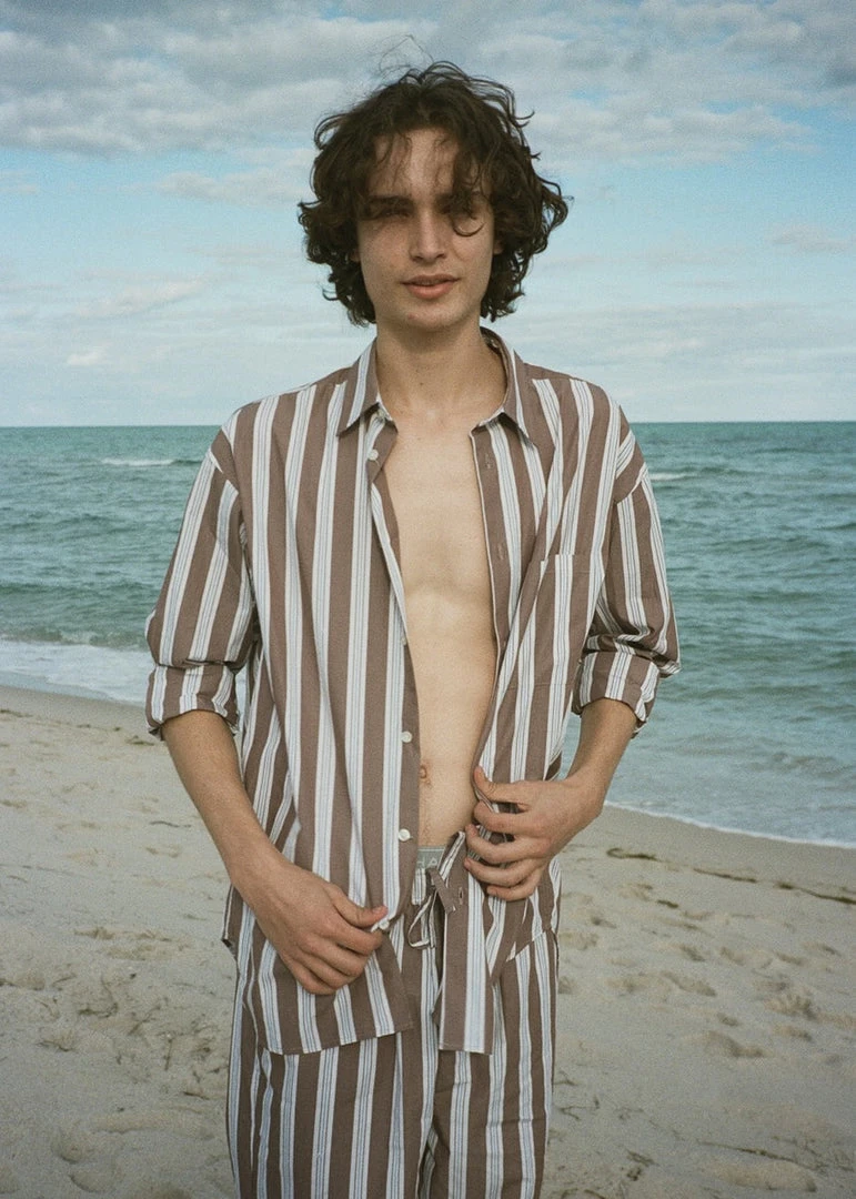 Samsoe Men Samsøe & Samsøe Marley Shirt - Brown Stripe 1 Samsoe Men Samsøe & Samsøe Marley Shirt - Brown Stripe