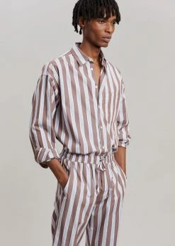 Samsoe Men Samsøe & Samsøe Marley Shirt - Brown Stripe 27 Samsoe Men Samsøe & Samsøe Marley Shirt - Brown Stripe