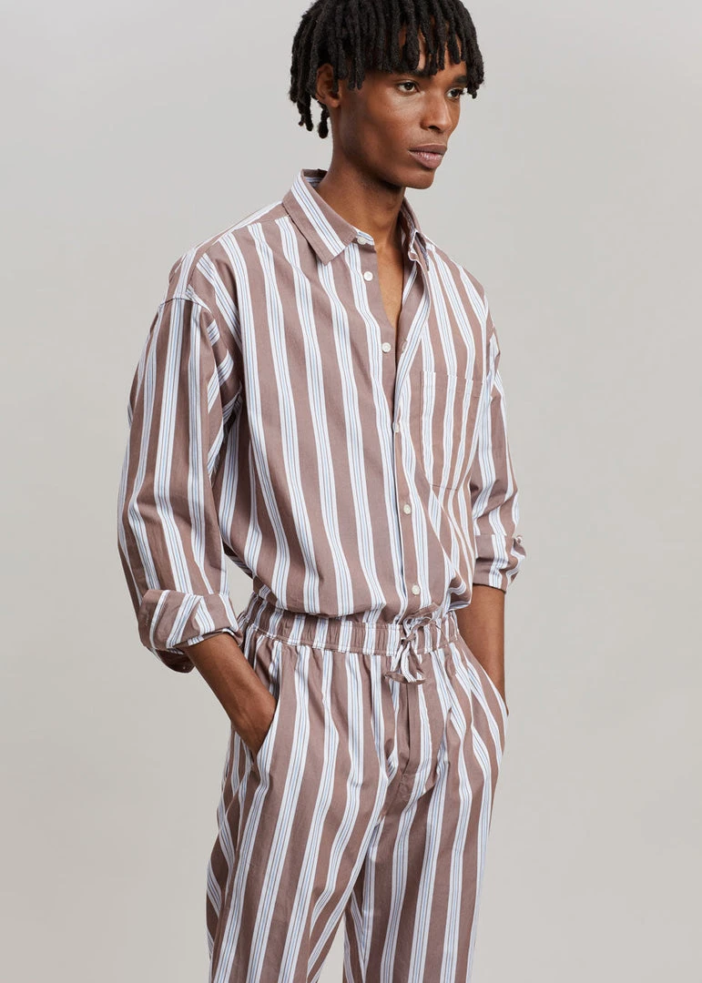 Samsoe Men Samsøe & Samsøe Marley Shirt - Brown Stripe 11 Samsoe Men Samsøe & Samsøe Marley Shirt - Brown Stripe