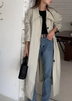 The Frankie Shop CLOTHING Santa Trench Coat - Pale Khaki