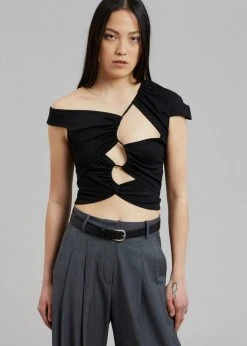 CLOTHING Sid Neigum Asymmetrical Cutout Tension Blouse - Black