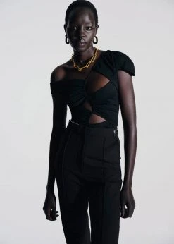 CLOTHING Sid Neigum Asymmetrical Cutout Tension Blouse - Black