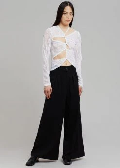 Sid Neigum Flocked Cutout Tension Blouse - White CLOTHING