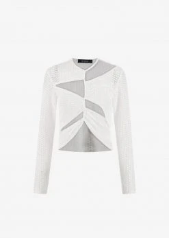 Sid Neigum Flocked Cutout Tension Blouse - White CLOTHING