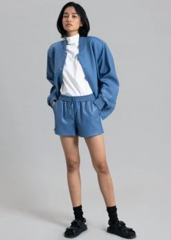 The Frankie Shop Sophia Faux Leather Shorts - Blue