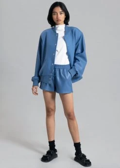 The Frankie Shop Sophia Faux Leather Shorts - Blue
