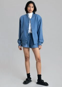 The Frankie Shop Sophia Faux Leather Shorts - Blue