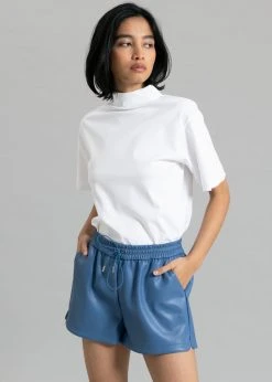 The Frankie Shop Sophia Faux Leather Shorts - Blue