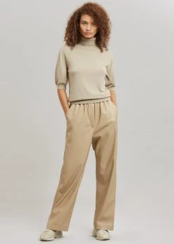 The Frankie Shop Sotto Faux Leather Pants - Beige