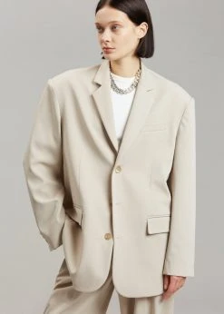 The Frankie Shop Tansy Oversized Blazer - Beige CLOTHING