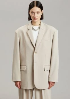 The Frankie Shop Tansy Oversized Blazer - Beige CLOTHING