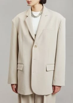 The Frankie Shop Tansy Oversized Blazer - Beige CLOTHING
