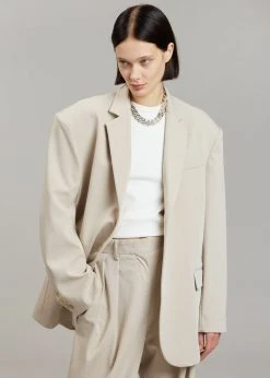 The Frankie Shop Tansy Oversized Blazer - Beige CLOTHING