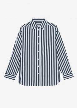 The Frankie Shop Sylvia Striped Oxford Shirt - Faded Black/White