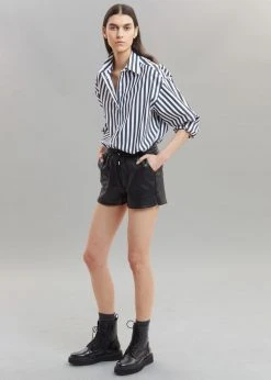 The Frankie Shop Sylvia Striped Oxford Shirt - Faded Black/White