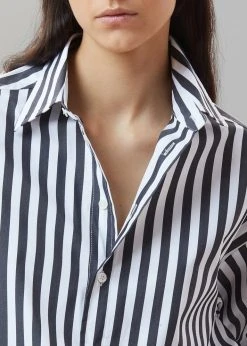 The Frankie Shop Sylvia Striped Oxford Shirt - Faded Black/White