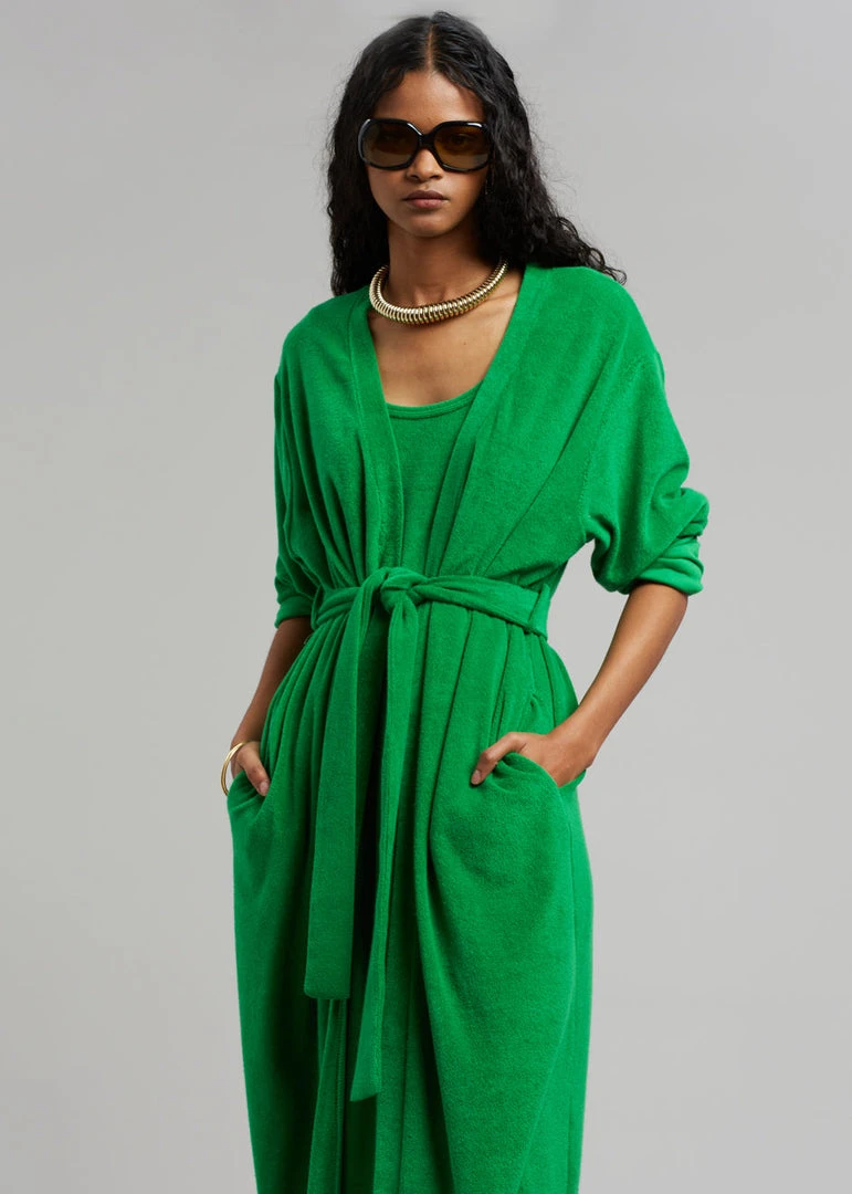 The Frankie Shop Taka Terry Duster Cardigan - Kelly Green 2 The Frankie Shop Taka Terry Duster Cardigan - Kelly Green