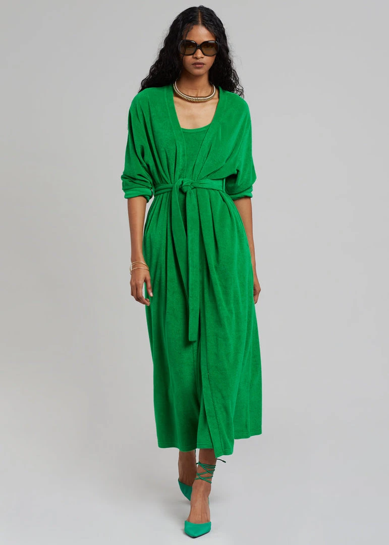 The Frankie Shop Taka Terry Duster Cardigan - Kelly Green 1 The Frankie Shop Taka Terry Duster Cardigan - Kelly Green